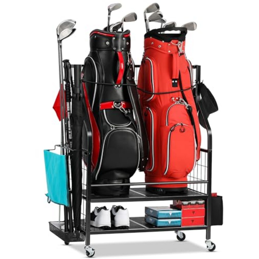 Golf Equipment Garage Organizer - Golf Bag Storage Garage Organizer -