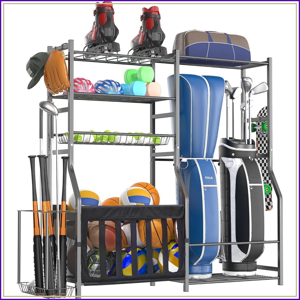 Golf Equipment Garage Organizer - Heavy Duty Garage Sports Equipment Organizer,
