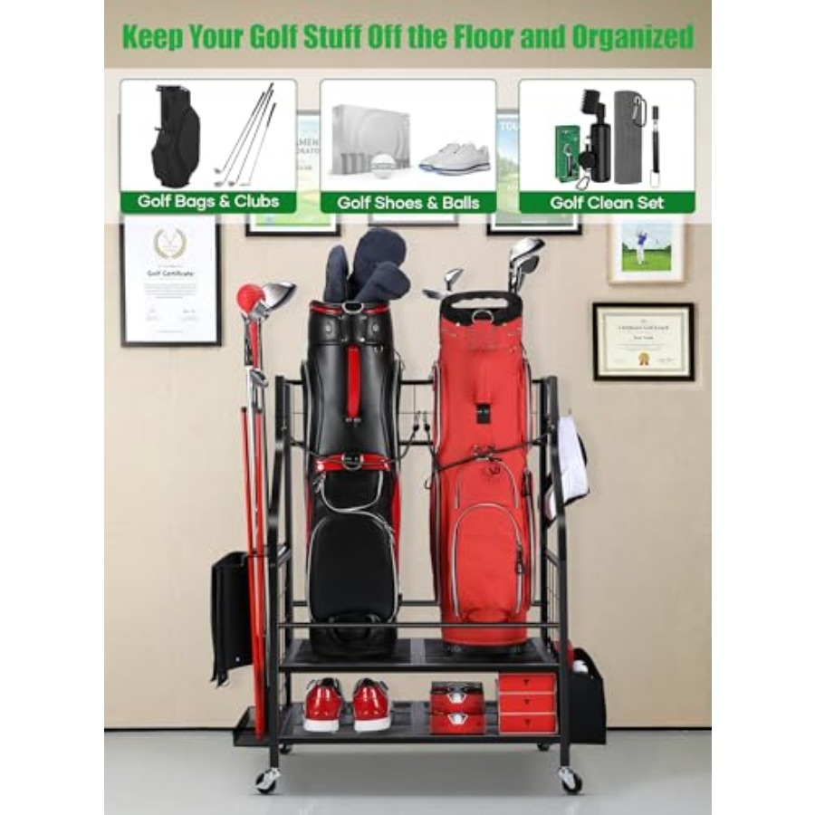 Golf Bag Storage Garage Organi - Golf Equipment Garage Organizer ulasan dan harga