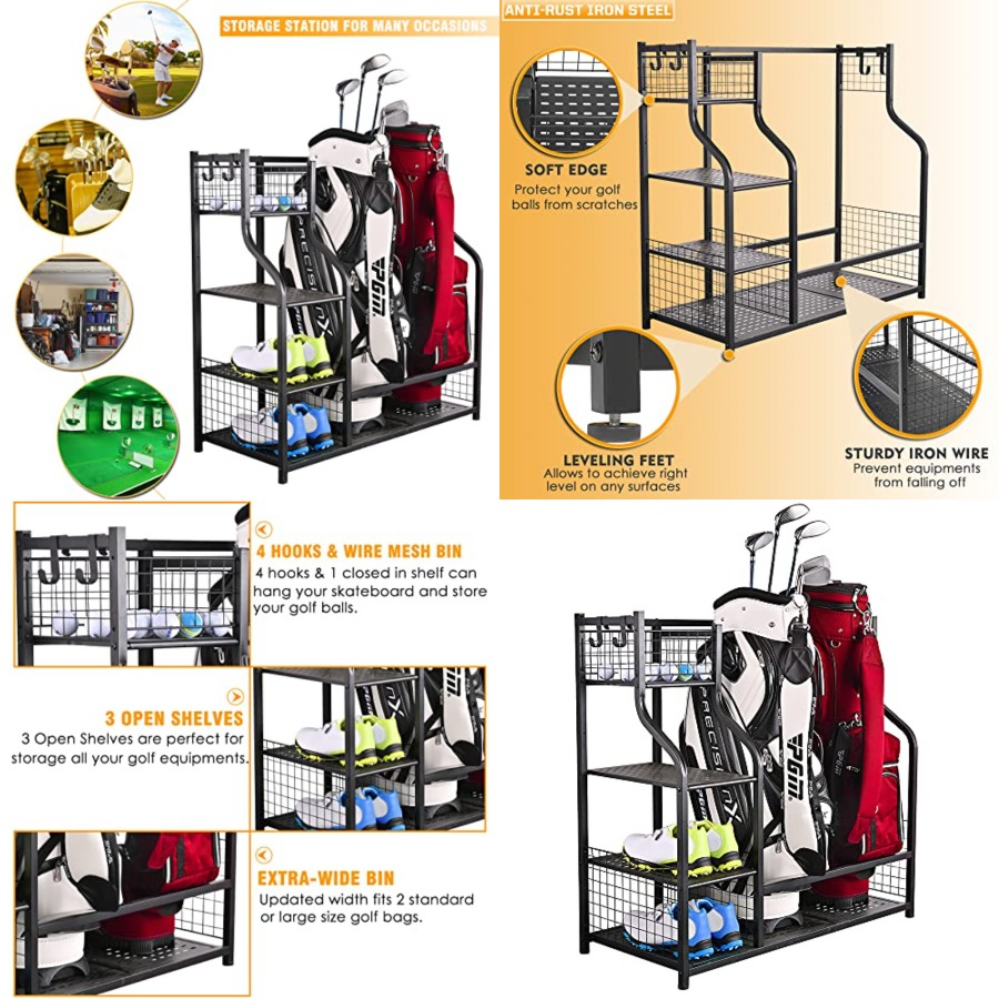 Golf Bag Garage Storage Organi - Golf Equipment Garage Organizer ulasan dan harga