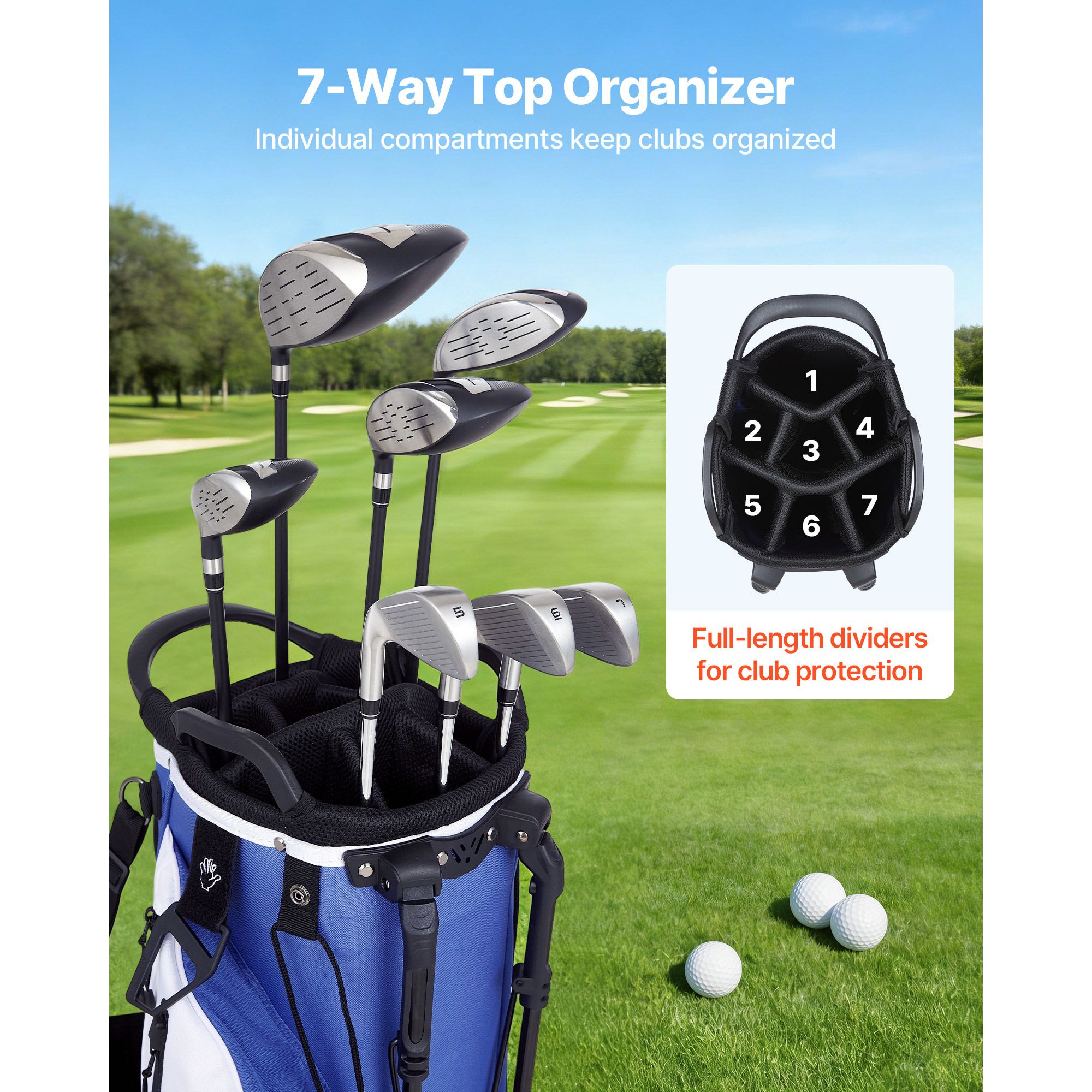 Golf Cart Bag, 7 Way Top Divid - Golf Bag Stand Cart ulasan dan harga