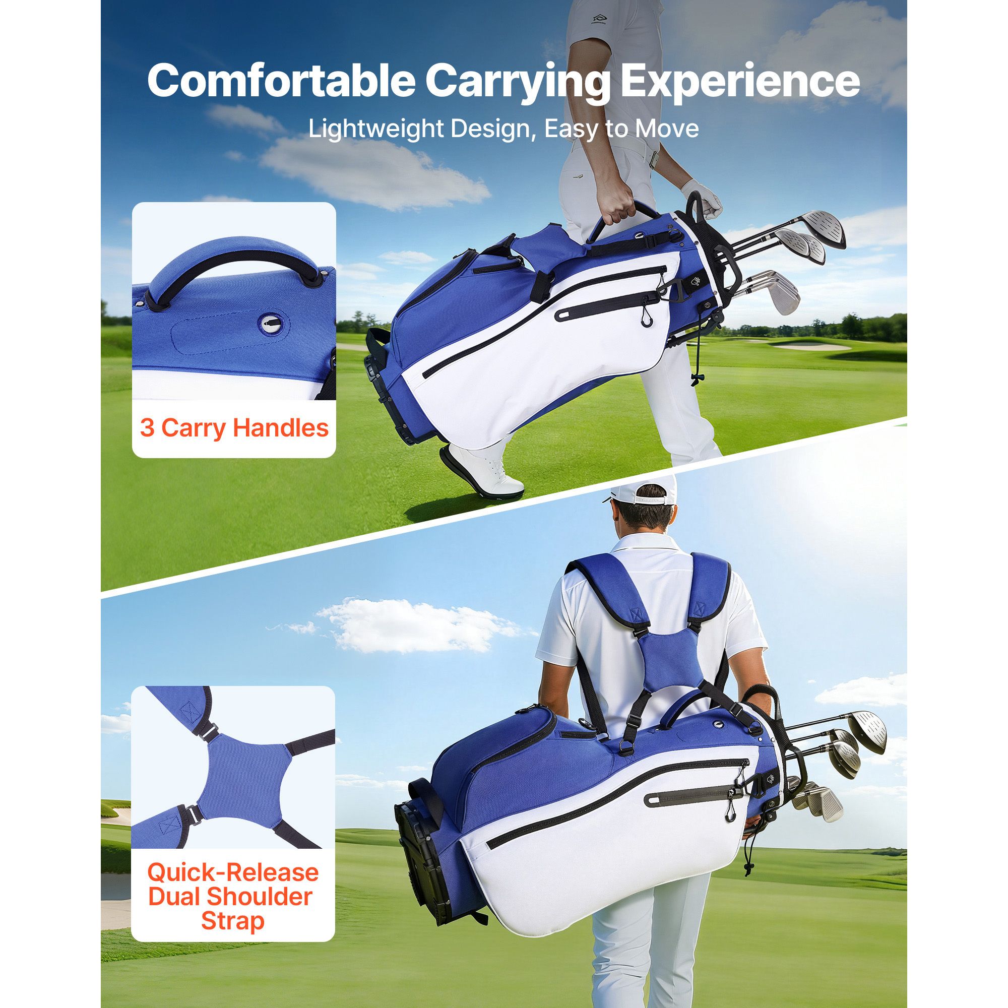 Golf Cart Bag, 7 Way Top Divid - Golf Bag Stand Cart ulasan dan harga