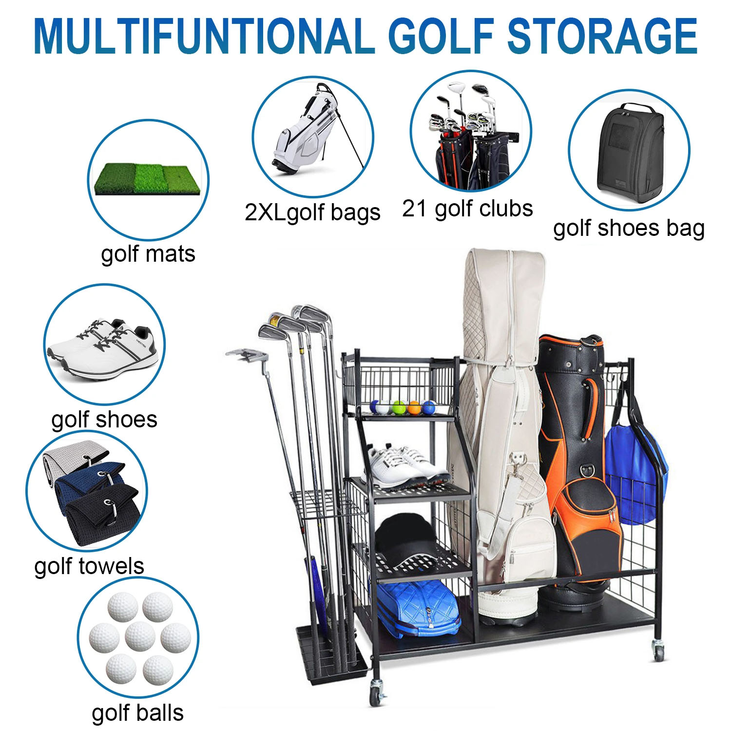 Golf Bag Storage Garage Organi - Golf Equipment Garage Organizer ulasan dan harga