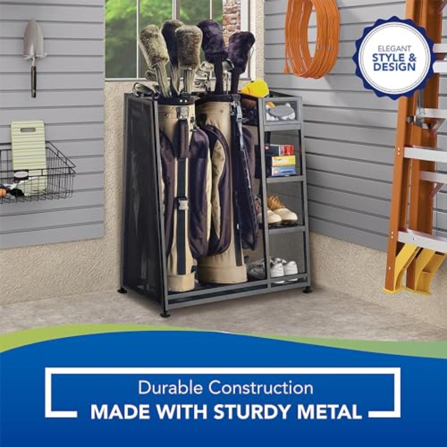 Heavy-duty metal golf bag and  - Golf Equipment Garage Organizer ulasan dan harga