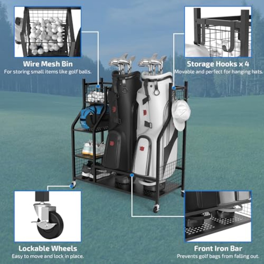 Golf Bag Storage Garage Organi - Golf Equipment Garage Organizer ulasan dan harga