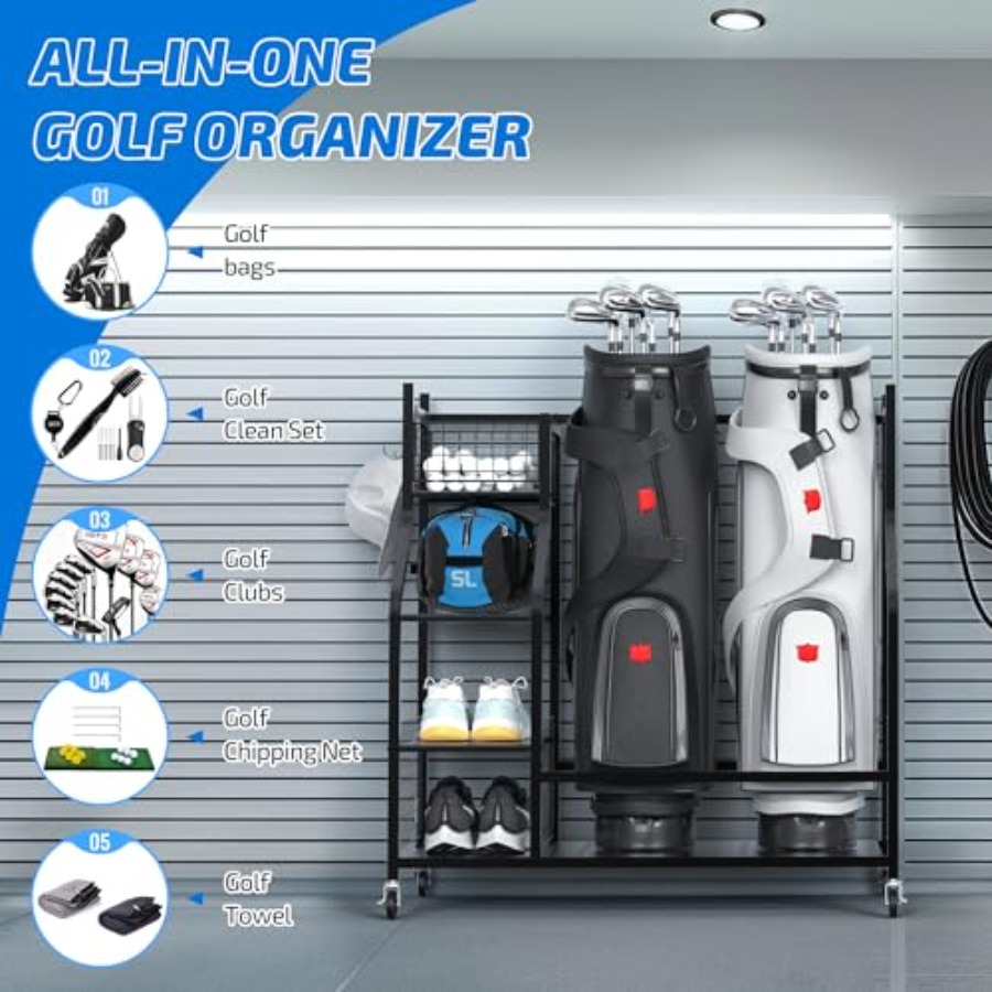 Golf Bag Storage Garage Organi - Golf Equipment Garage Organizer ulasan dan harga
