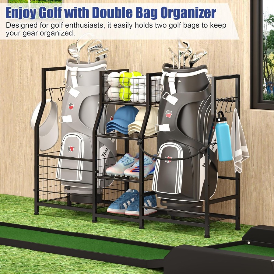 Golf Bag Stand Garage Storage  - Golf Equipment Garage Organizer ulasan dan harga