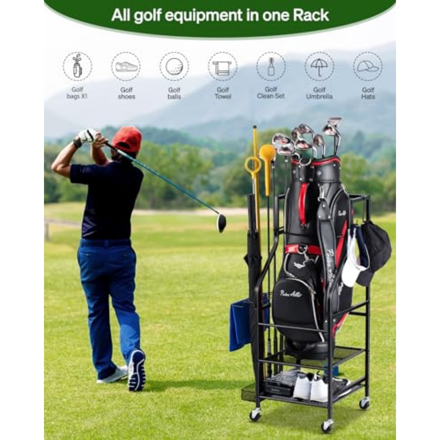 Golf Bags Storage Garage Organ - Golf Equipment Garage Organizer ulasan dan harga