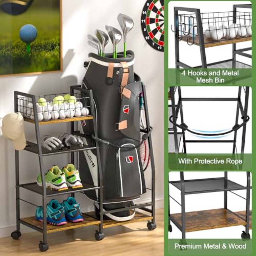 Golf Bag Garage Storage Rack w - Golf Equipment Garage Organizer ulasan dan harga
