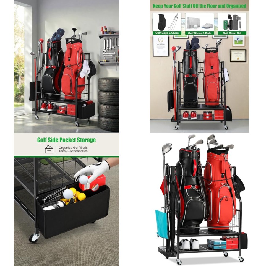 Golf Bag Storage Garage Organi - Golf Equipment Garage Organizer ulasan dan harga
