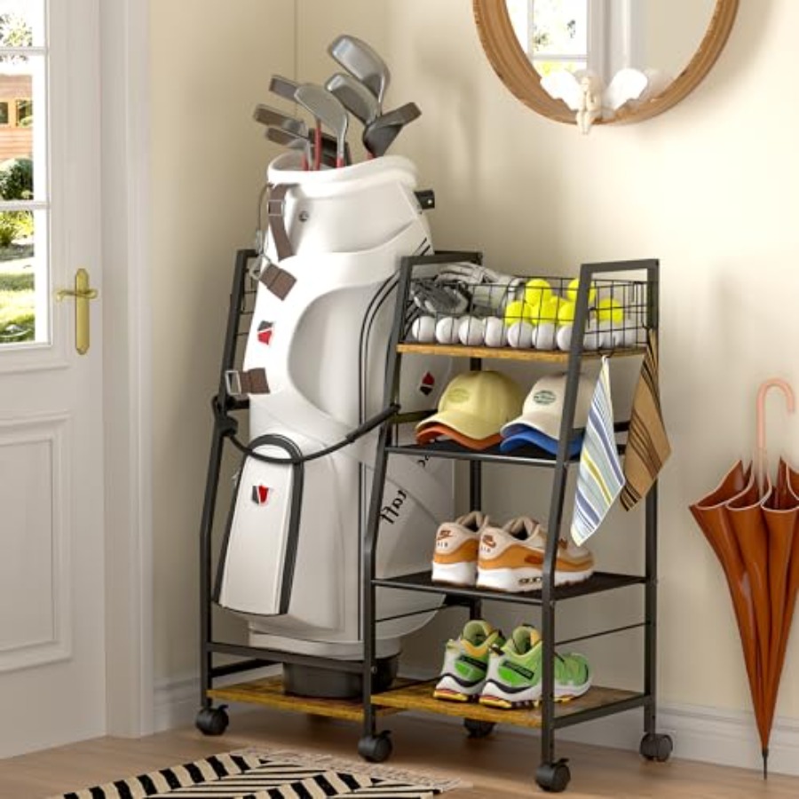 Golf Bag Garage Storage Rack w - Golf Equipment Garage Organizer ulasan dan harga