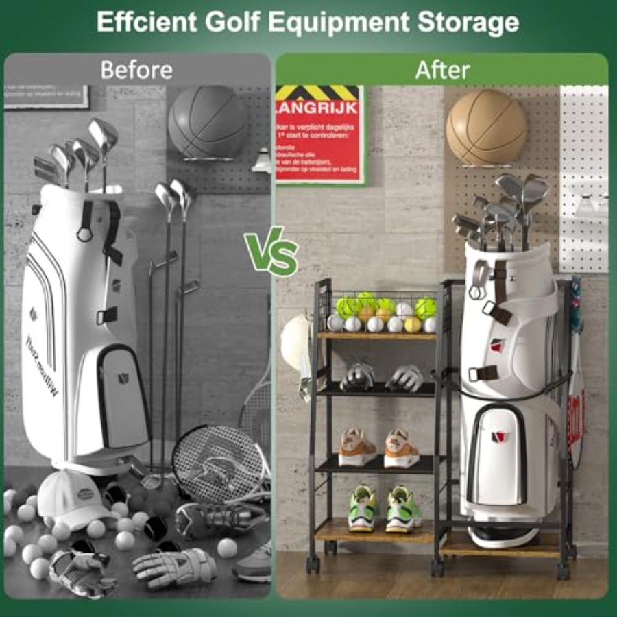Golf Bag Garage Storage Rack w - Golf Equipment Garage Organizer ulasan dan harga