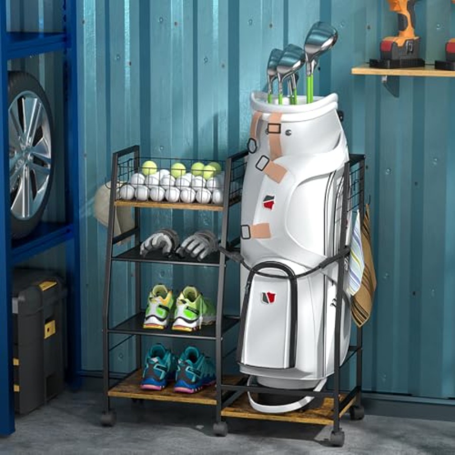 Golf Bag Garage Storage Rack w - Golf Equipment Garage Organizer ulasan dan harga